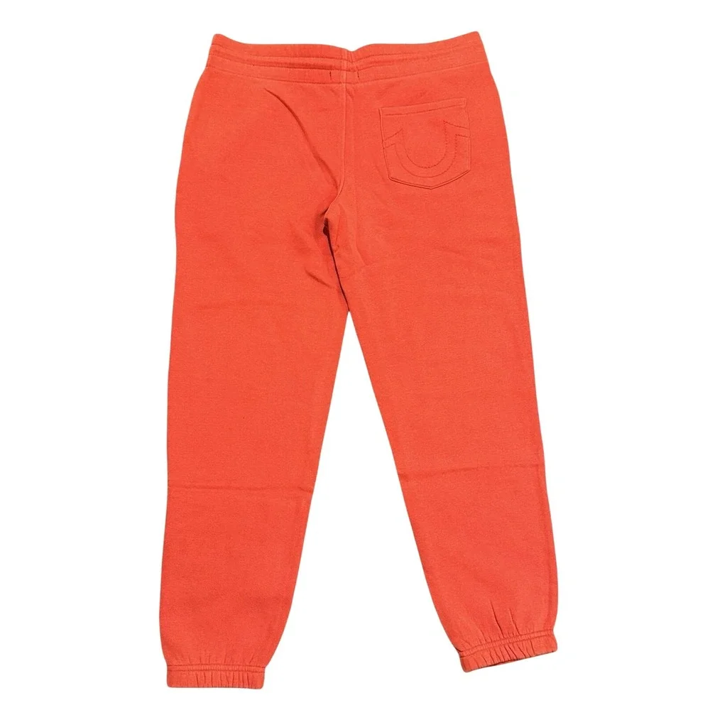 True Religion Mens Jogger Pants Large NWT Washed Red Crackle Buddha Sweatpants L